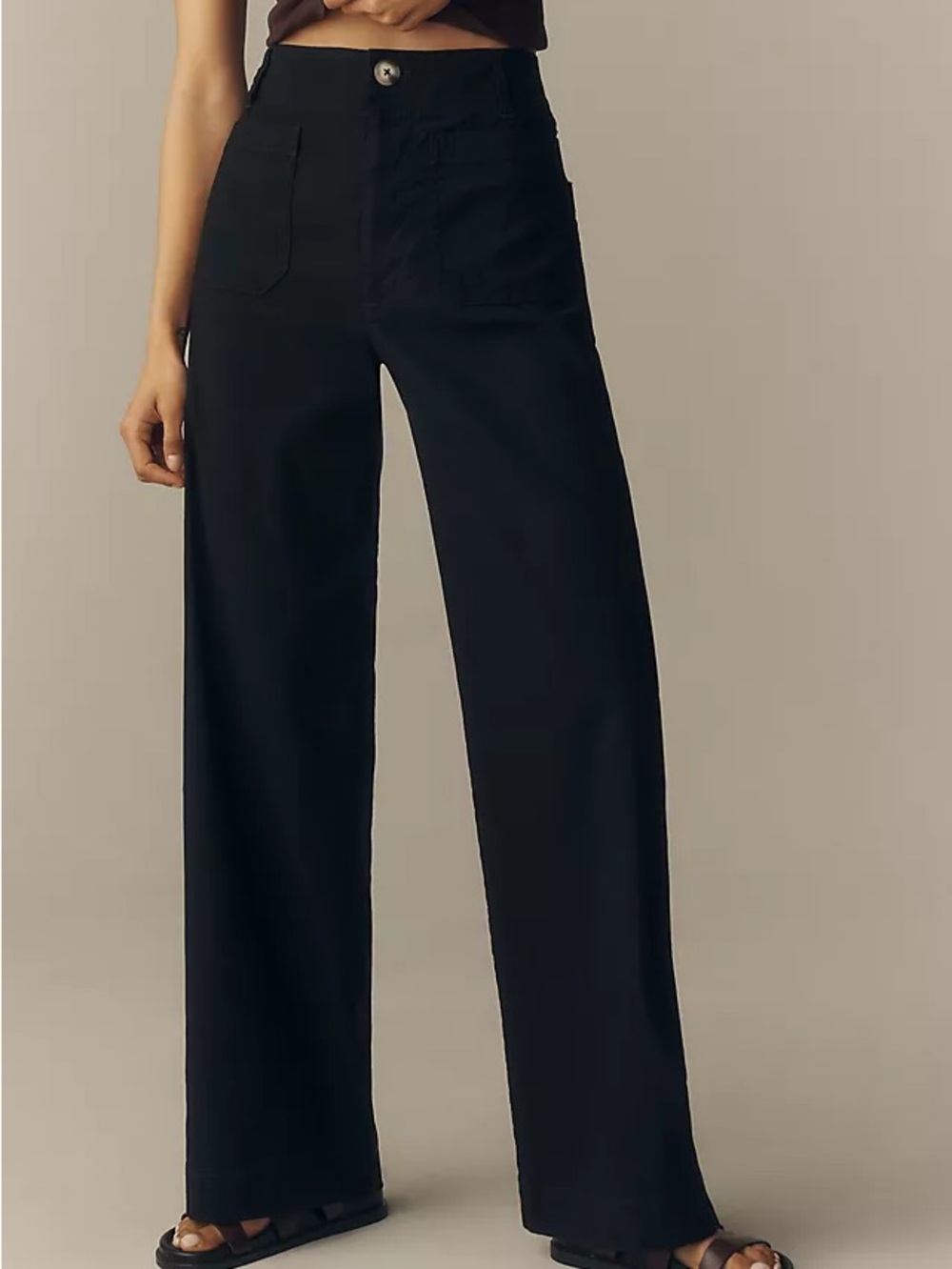 Maeve by Anthropologie Colette Magic Fabric Full Length Pants Wide Leg Black